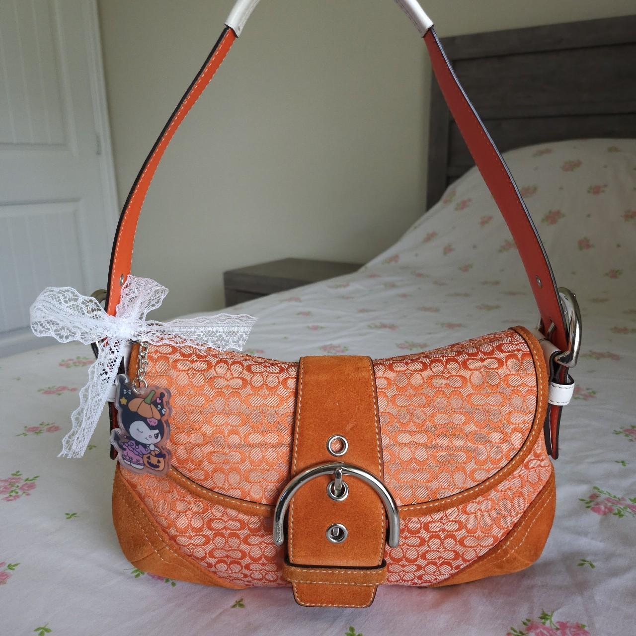 🧡 Vintage Coach Mini Soho Buckle Flap Orange Shoulder Purse 🧡