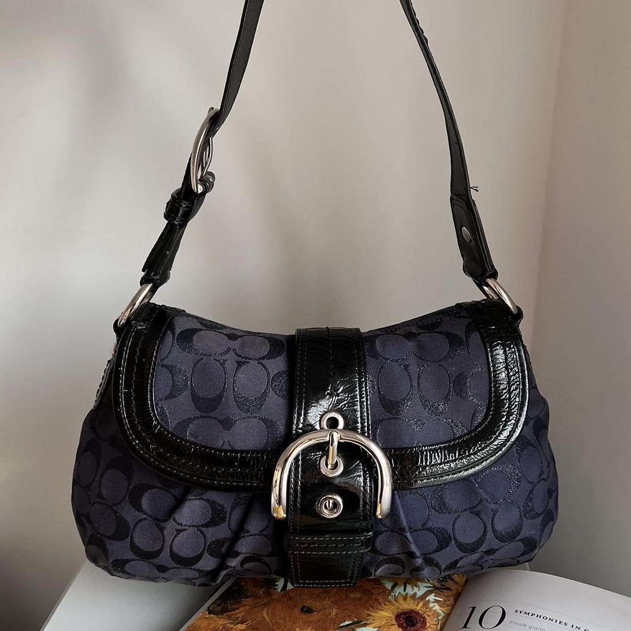 Coach signature soho buckle shoulder bag - black/navy/silve