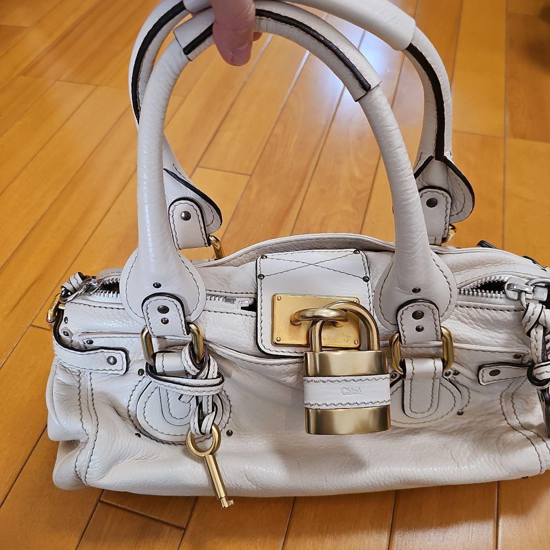 Chloe  Paddington Shoulder Bag Leather Padlock Off-White